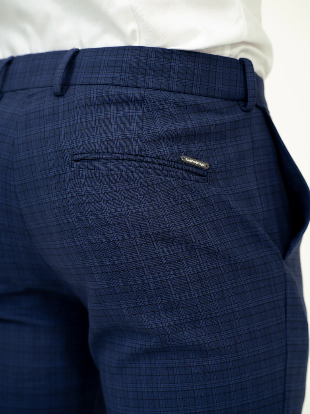 Abyss Blue Checks Stretch Formal Pants - Image 7