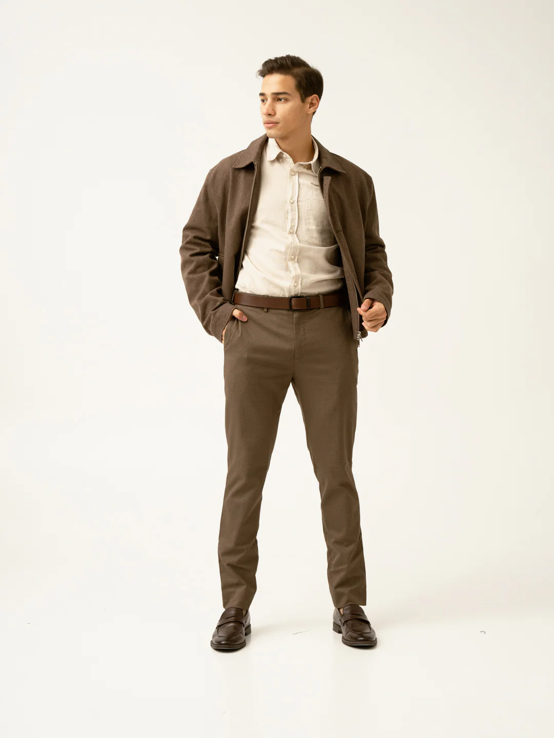 Acon Brown Textured Formal Pants - Image 10