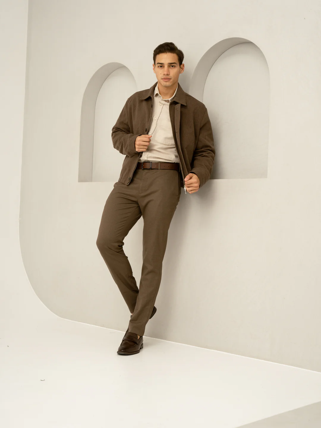 Acon Brown Textured Formal Pants - Image 11