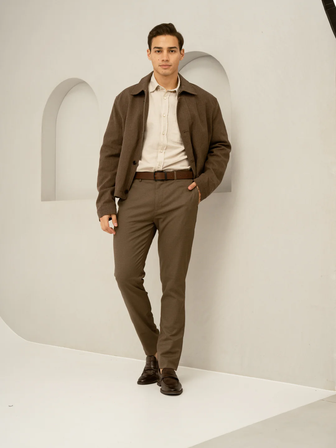 Acon Brown Textured Formal Pants - Image 12