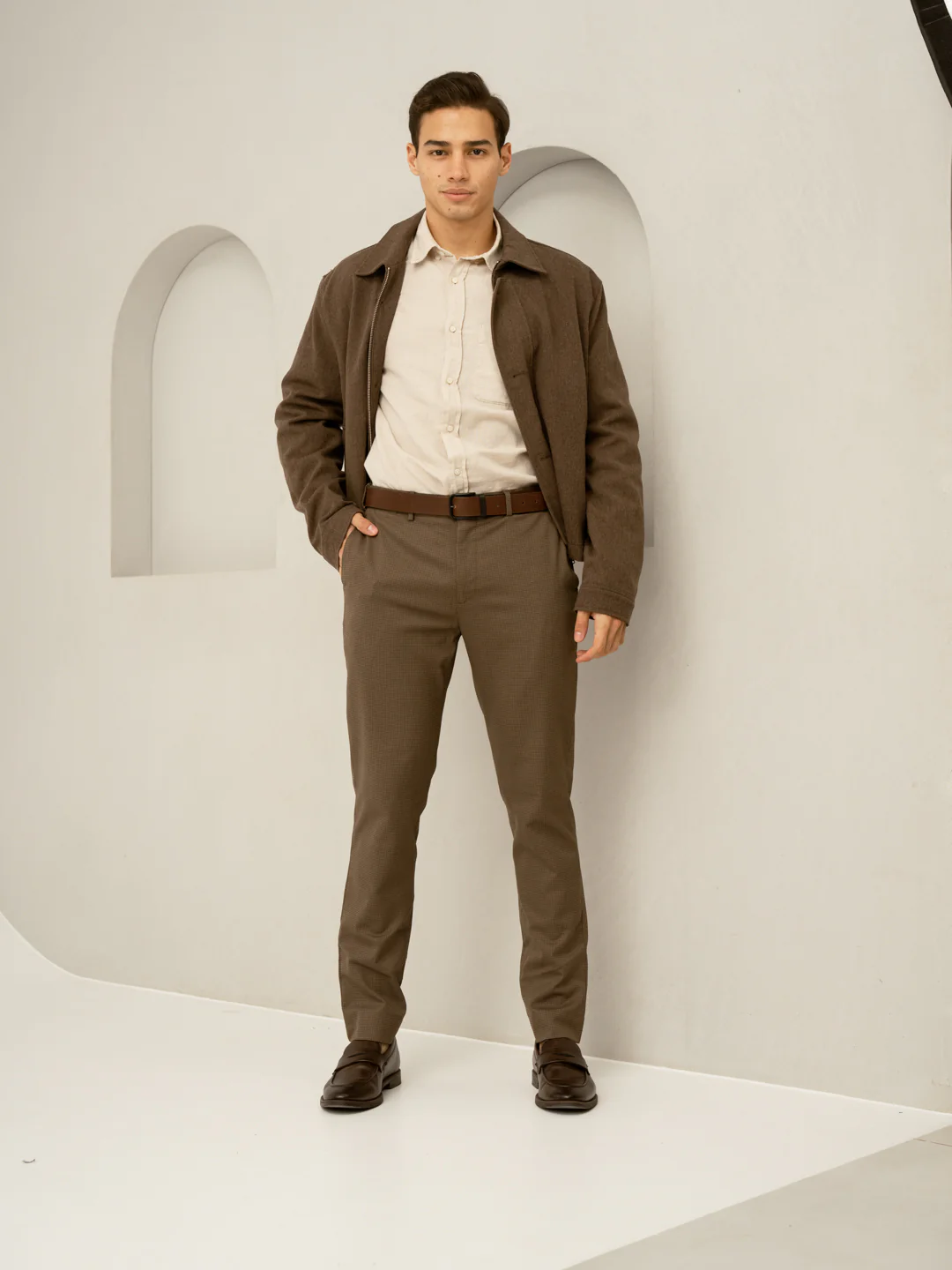 Acon Brown Textured Formal Pants - Image 13