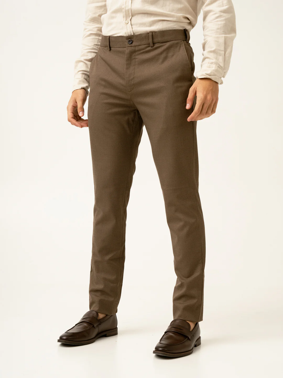 Acon Brown Textured Formal Pants - Image 15