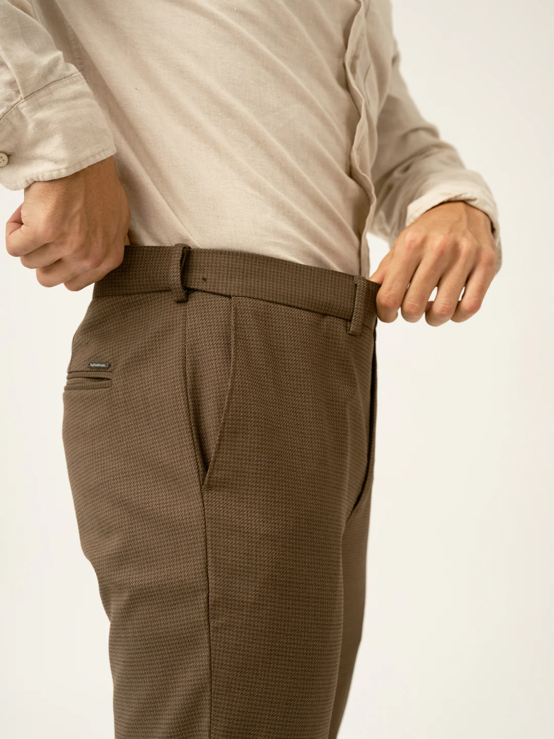 Acon Brown Textured Formal Pants - Image 4