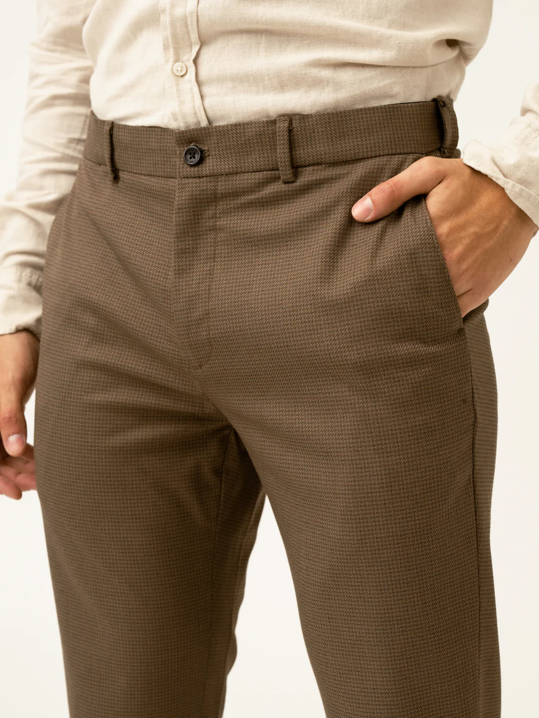 Acon Brown Textured Formal Pants - Image 6
