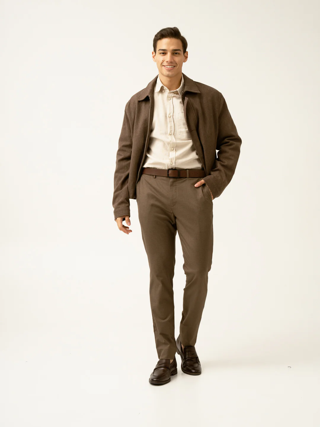 Acon Brown Textured Formal Pants - Image 8