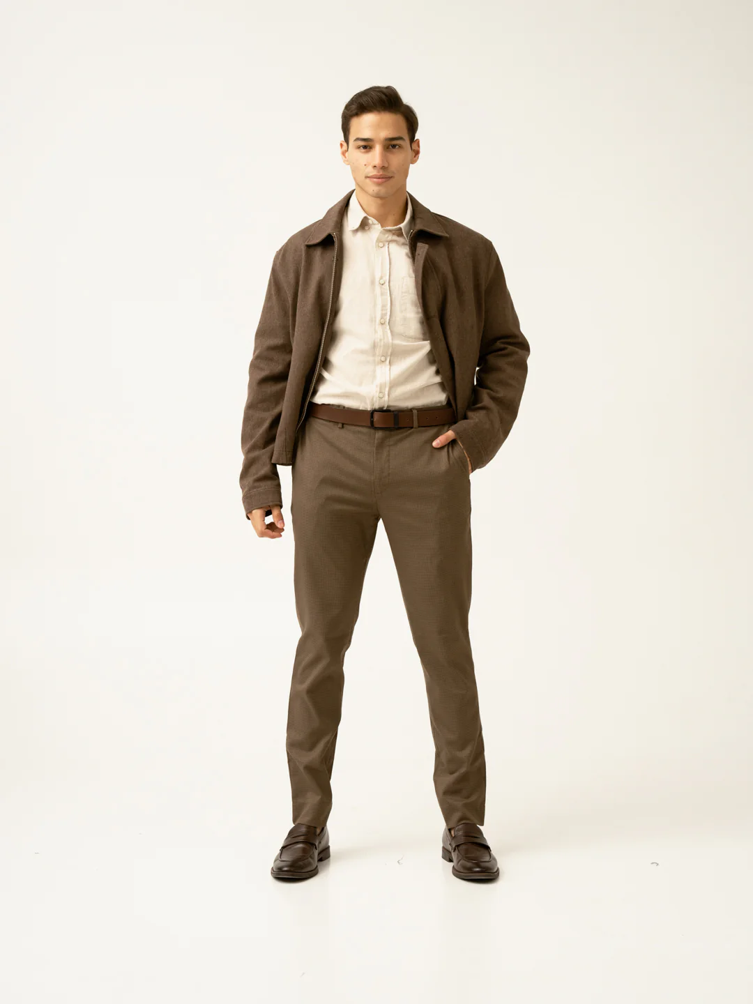 Acon Brown Textured Formal Pants - Image 9