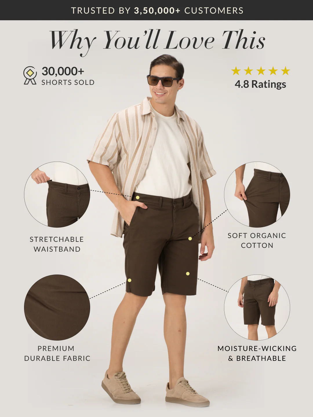 Acron Brown Chino Shorts - Image 3