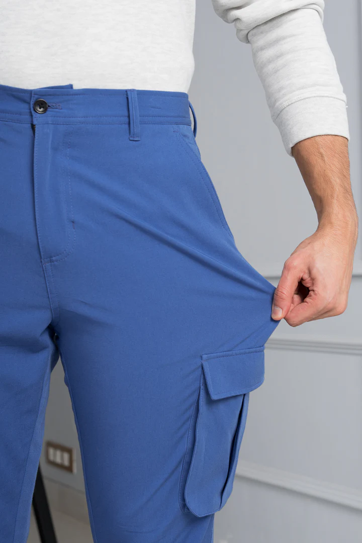 Airforce Blue Stretch Cargo Pants - Image 4