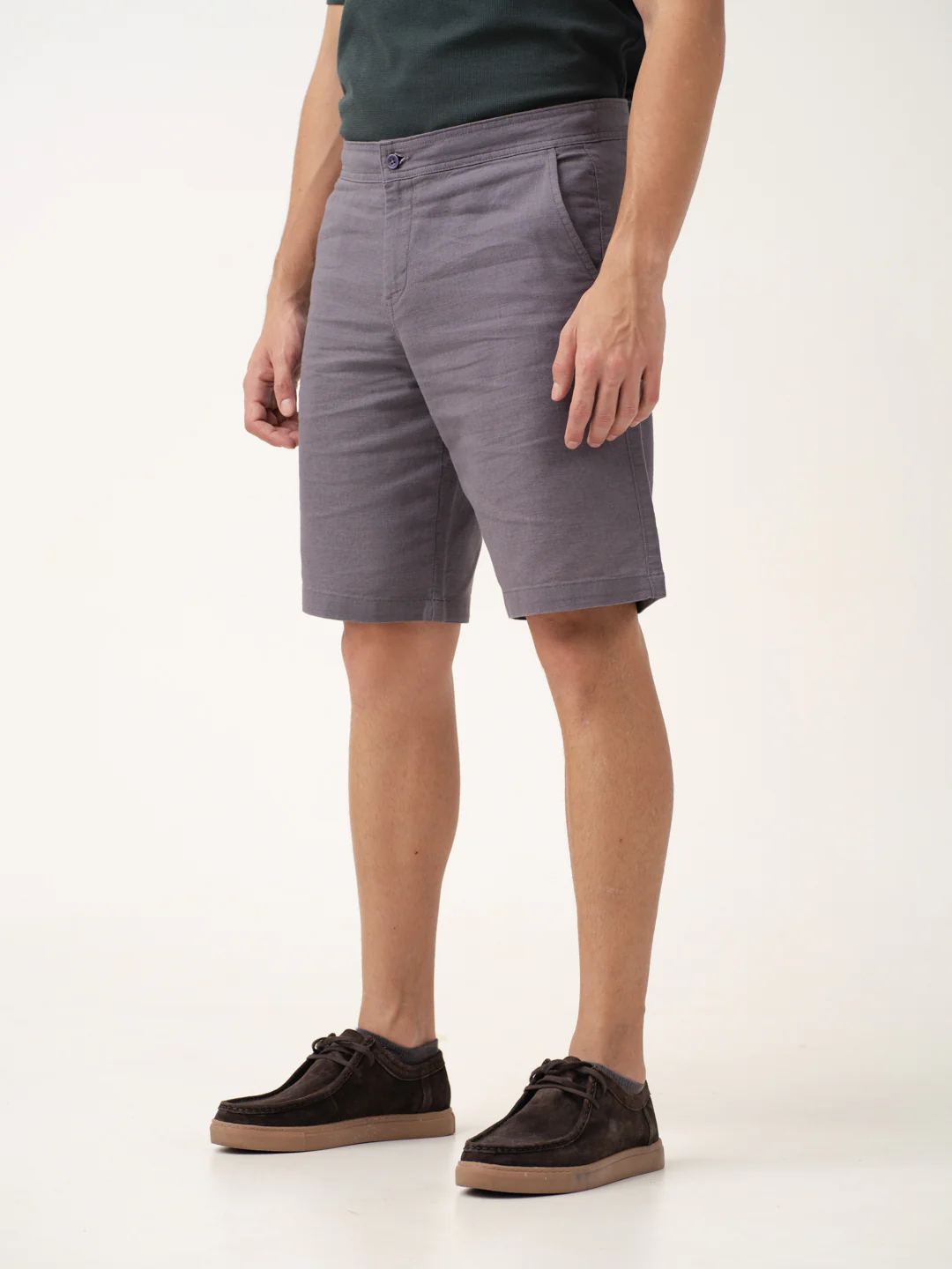 Alibaug Grey All Day Lounge Cotton Shorts - Image 3
