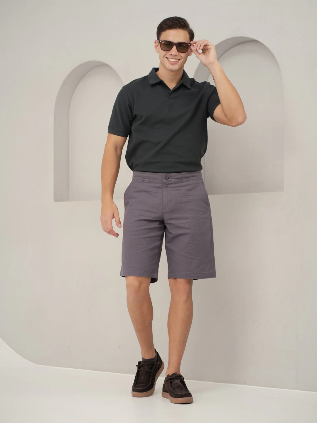 Alibaug Grey All Day Lounge Cotton Shorts - Image 5