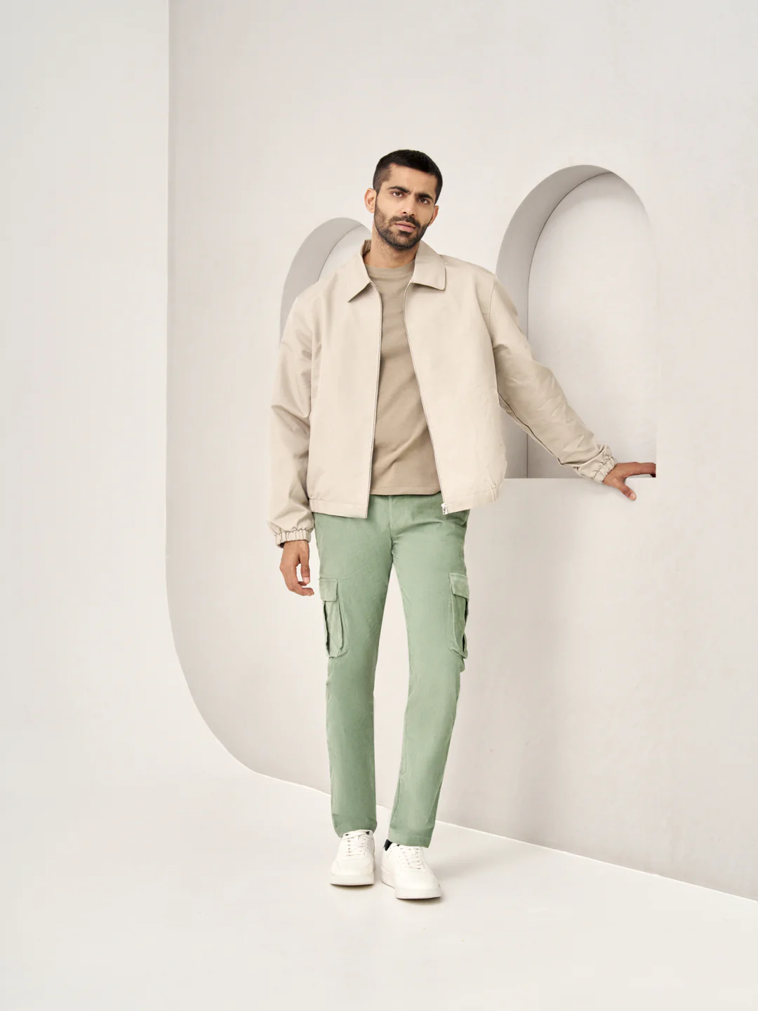 Aloe Green Corduroy Stretch Cargo Pants - Image 6