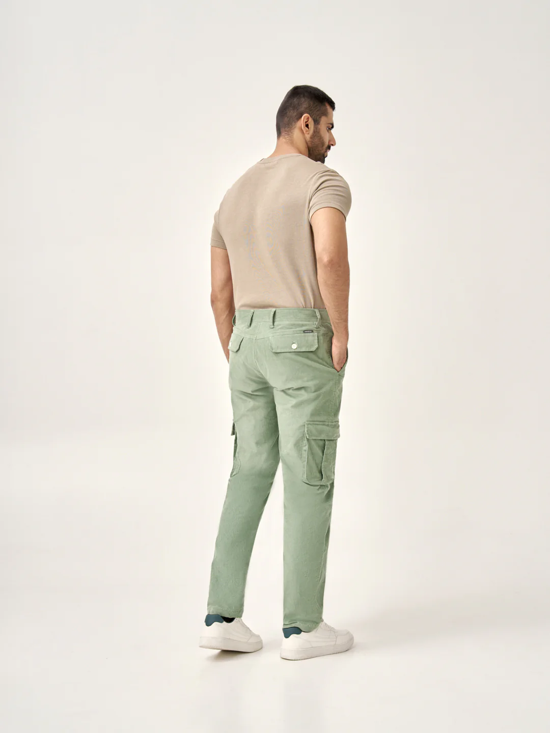 Aloe Green Corduroy Stretch Cargo Pants - Image 8