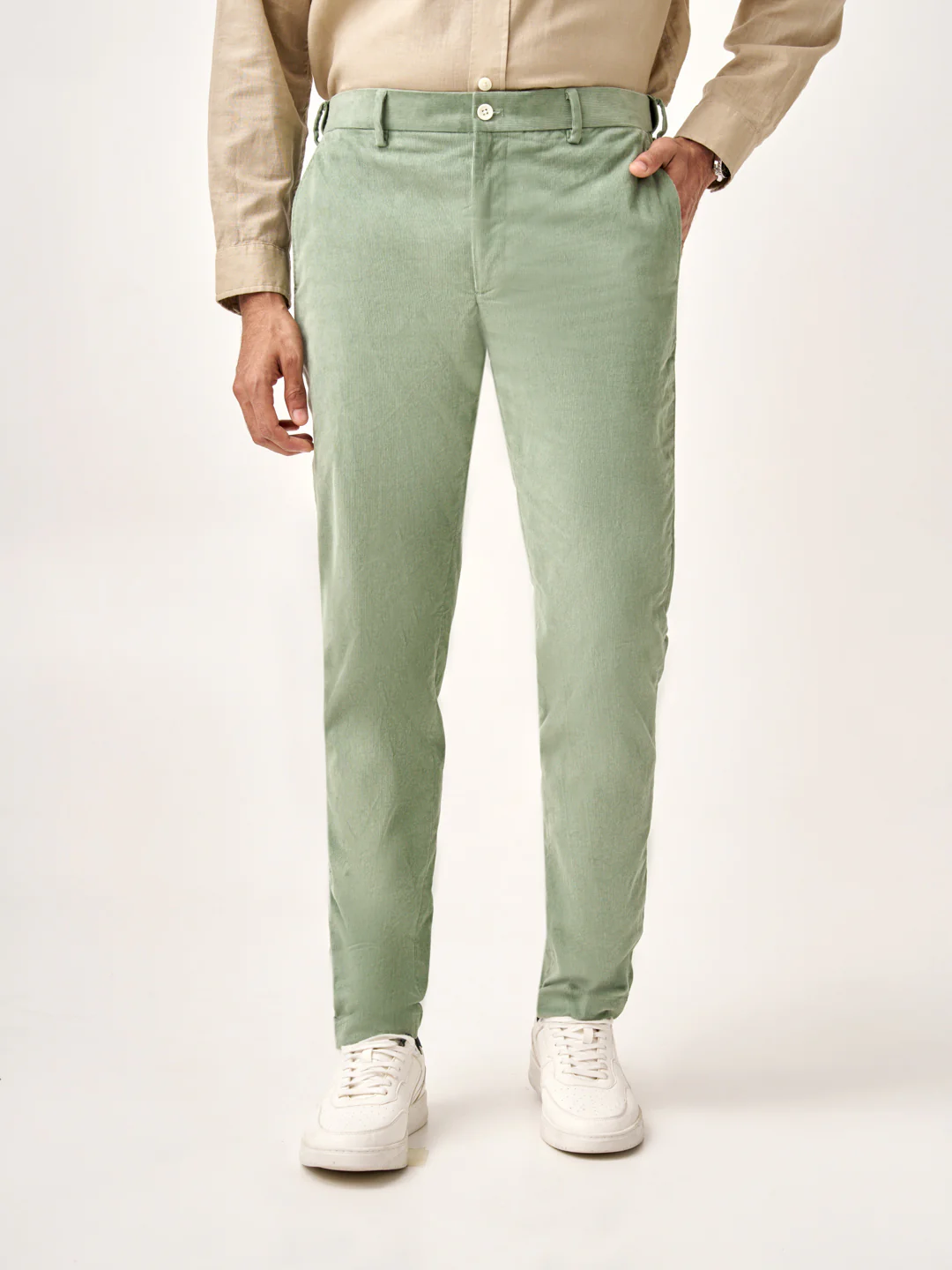 Aloe Green Corduroy Stretch Pants - Image 3