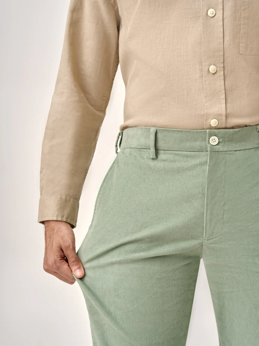 Aloe Green Corduroy Stretch Pants - Image 6