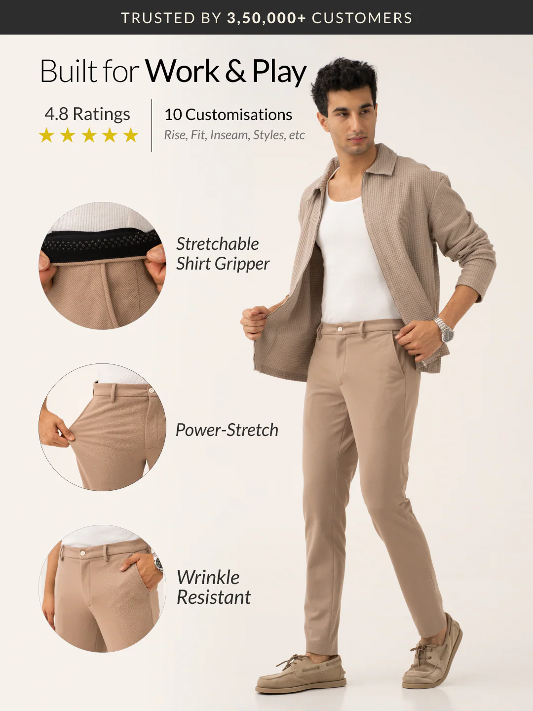 Analog Beige Twill Power-Stretch Pants - Image 2