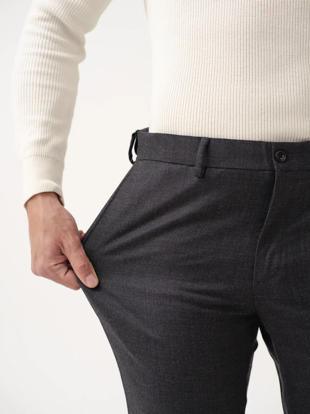 Anthracite Black Merino Wool Pants - Image 3