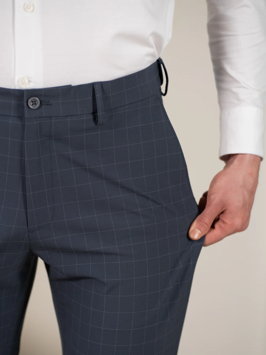 Architect Grey Checks Relaxed Fit Stretch Formal Pants - Image 3