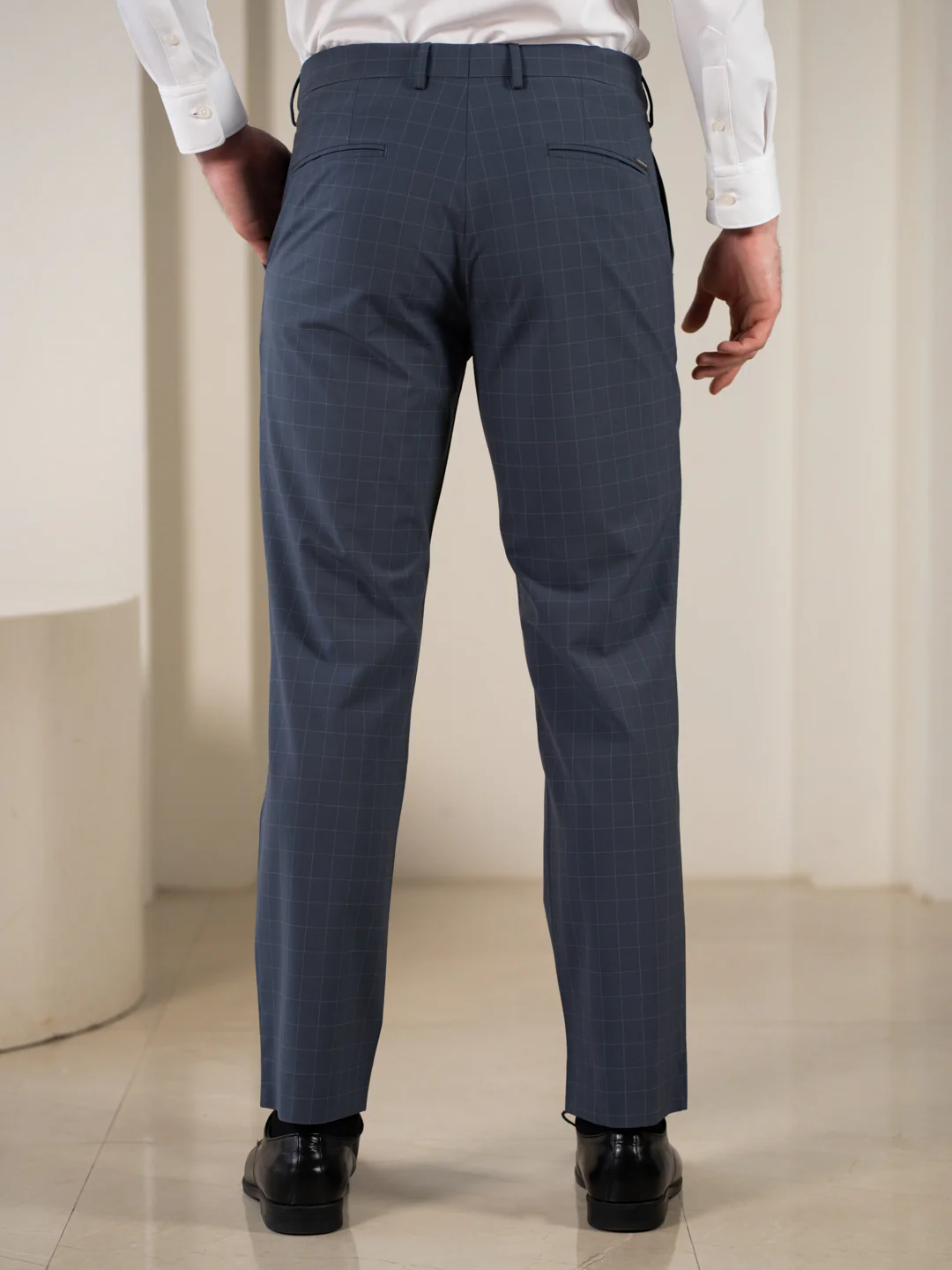 Architect Grey Checks Relaxed Fit Stretch Formal Pants - Image 6
