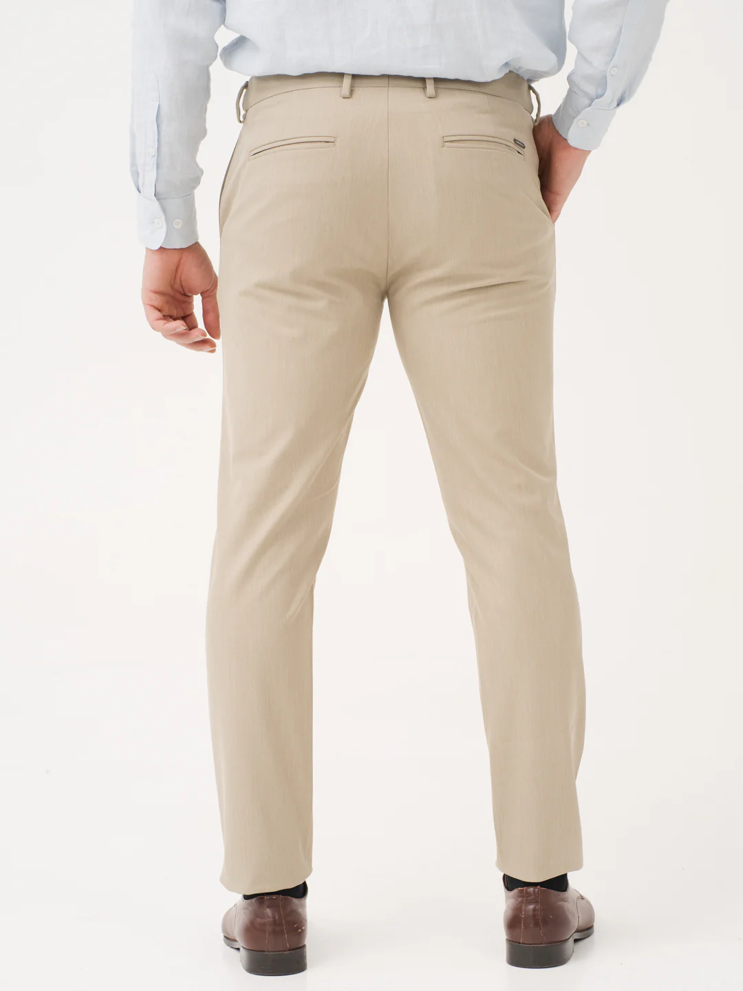 Argil Khaki Luxury Twill Relaxed Fit Stretch Formal Pants - Image 6