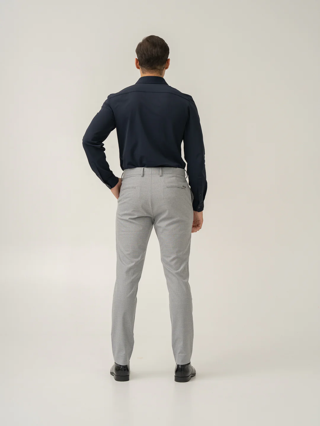 Armour Grey Micro Checks Slim Fit Stretch Formal Pant - Image 9
