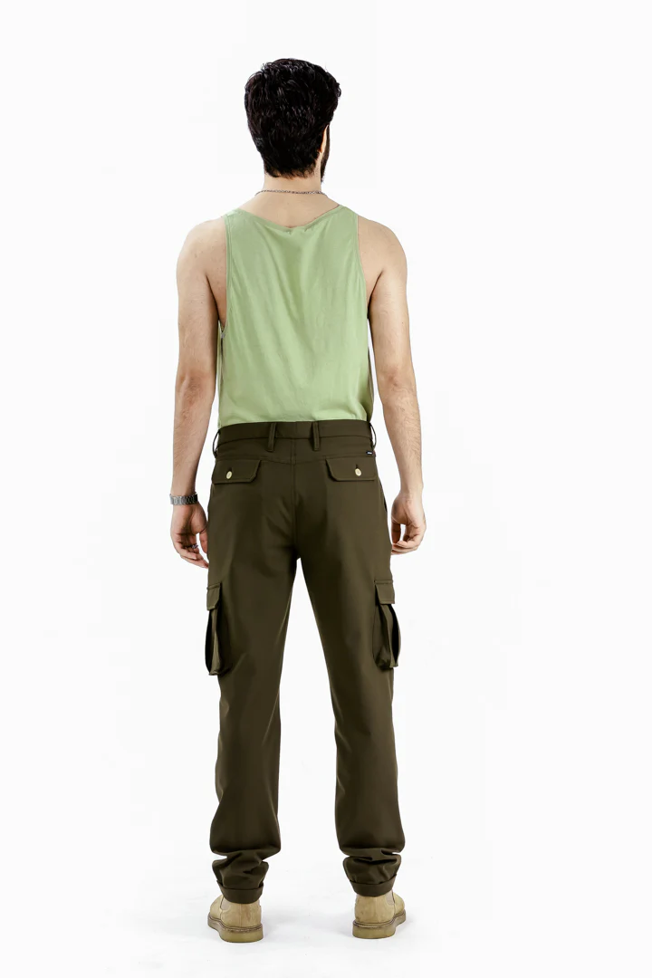 Army Olive Stretch Cargo Pants - Image 4