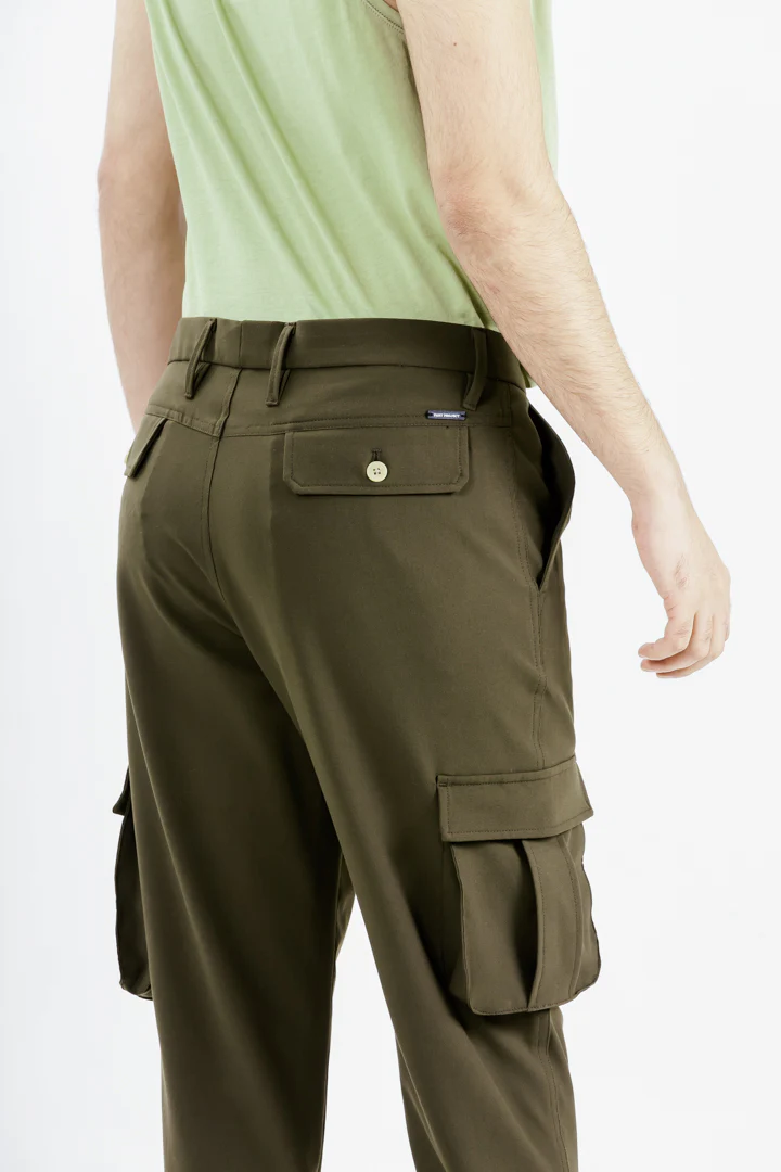 Army Olive Stretch Cargo Pants - Image 5