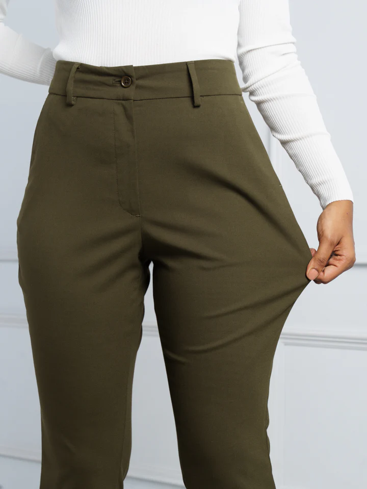 Army Olive Stretch Pants - Women - Image 3