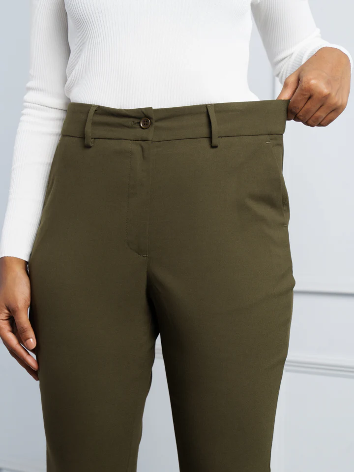 Army Olive Stretch Pants - Women - Image 4