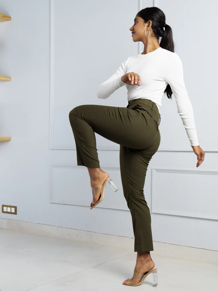 Army Olive Stretch Pants - Women - Image 5