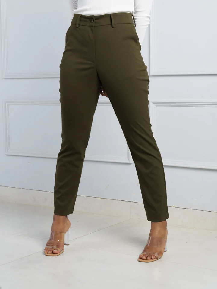 Army Olive Stretch Pants - Women - Image 6