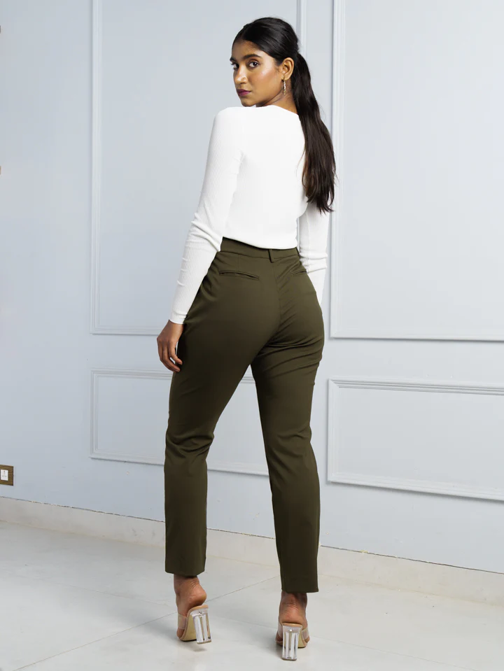 Army Olive Stretch Pants - Women - Image 7