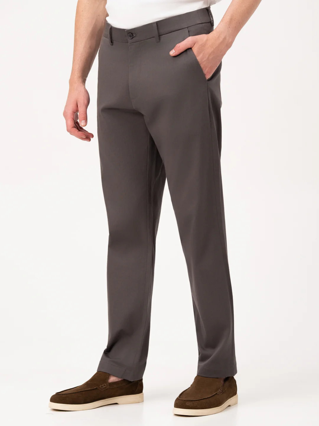 Ashvane Grey Relaxed Fit Stretch Chinos for Men - Image 10