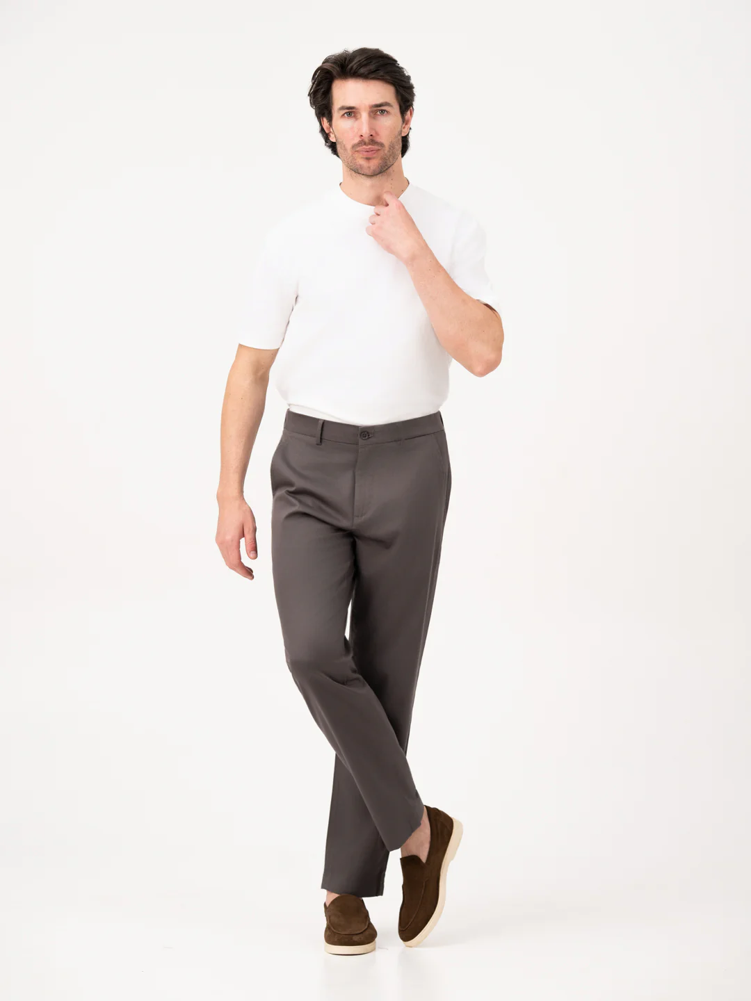 Ashvane Grey Relaxed Fit Stretch Chinos for Men - Image 9