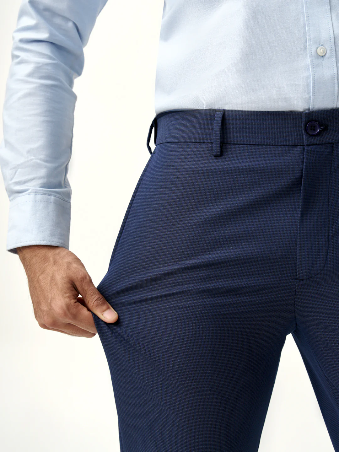 Astro Navy Micro Checks Stretch Pants - Image 3