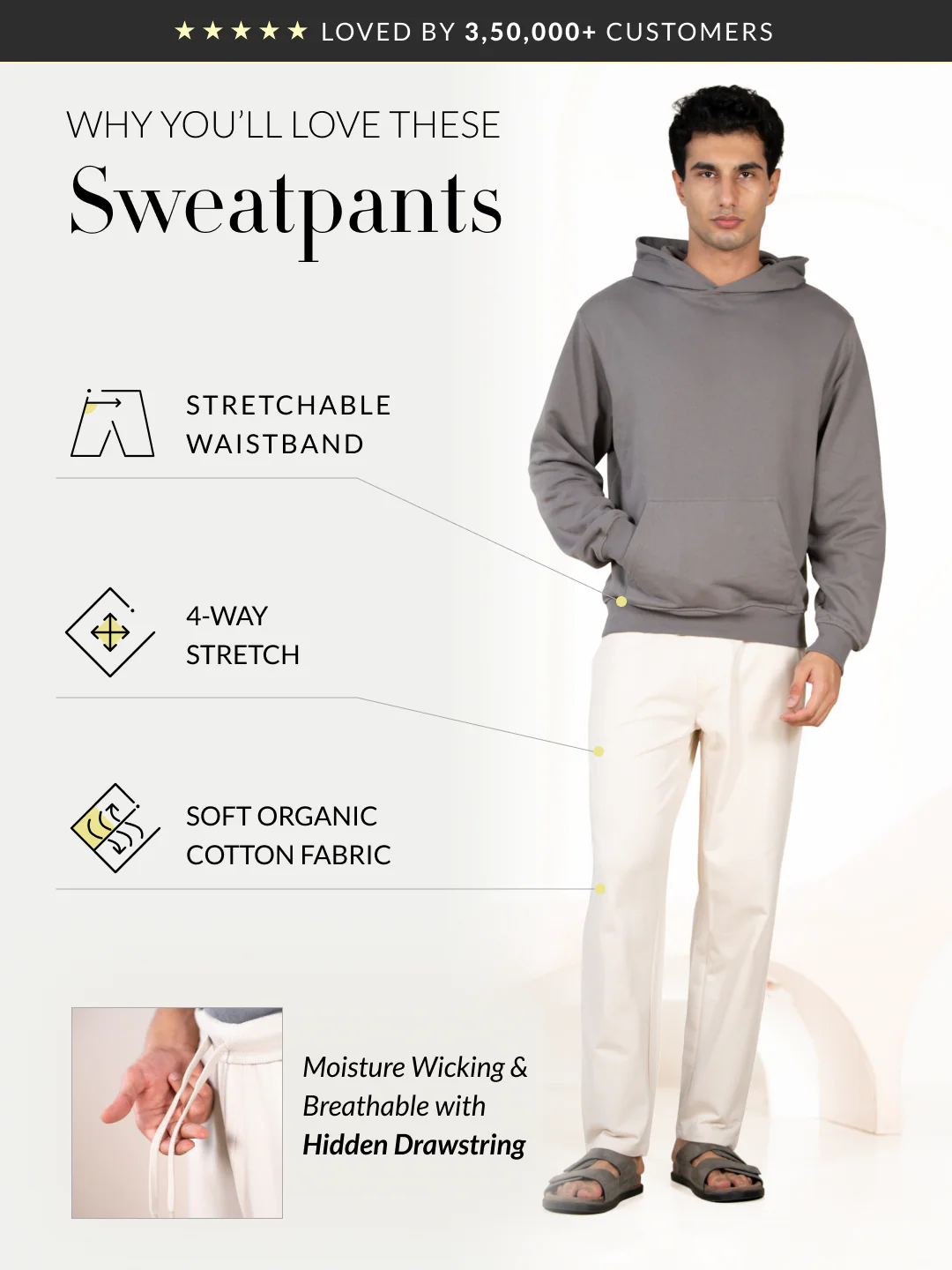 Atlas Cream Cotton Sweatpants - Image 2