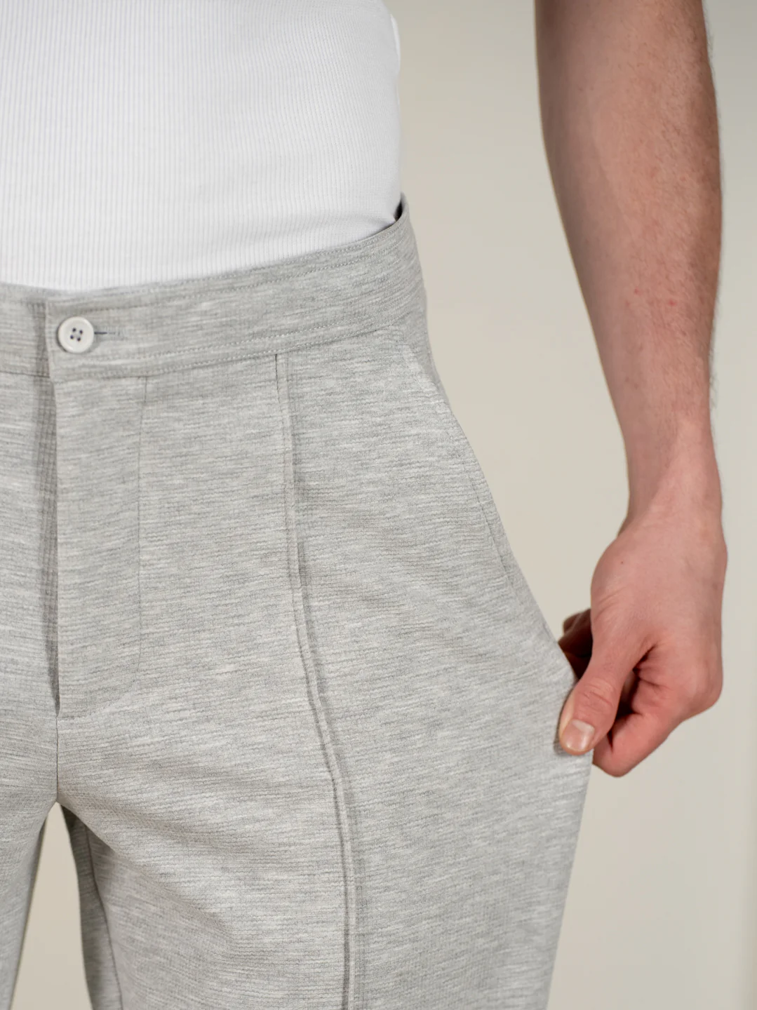 Aurest Grey Relaxed Fit Power Stretch Korean Pintuck Pants - Image 4