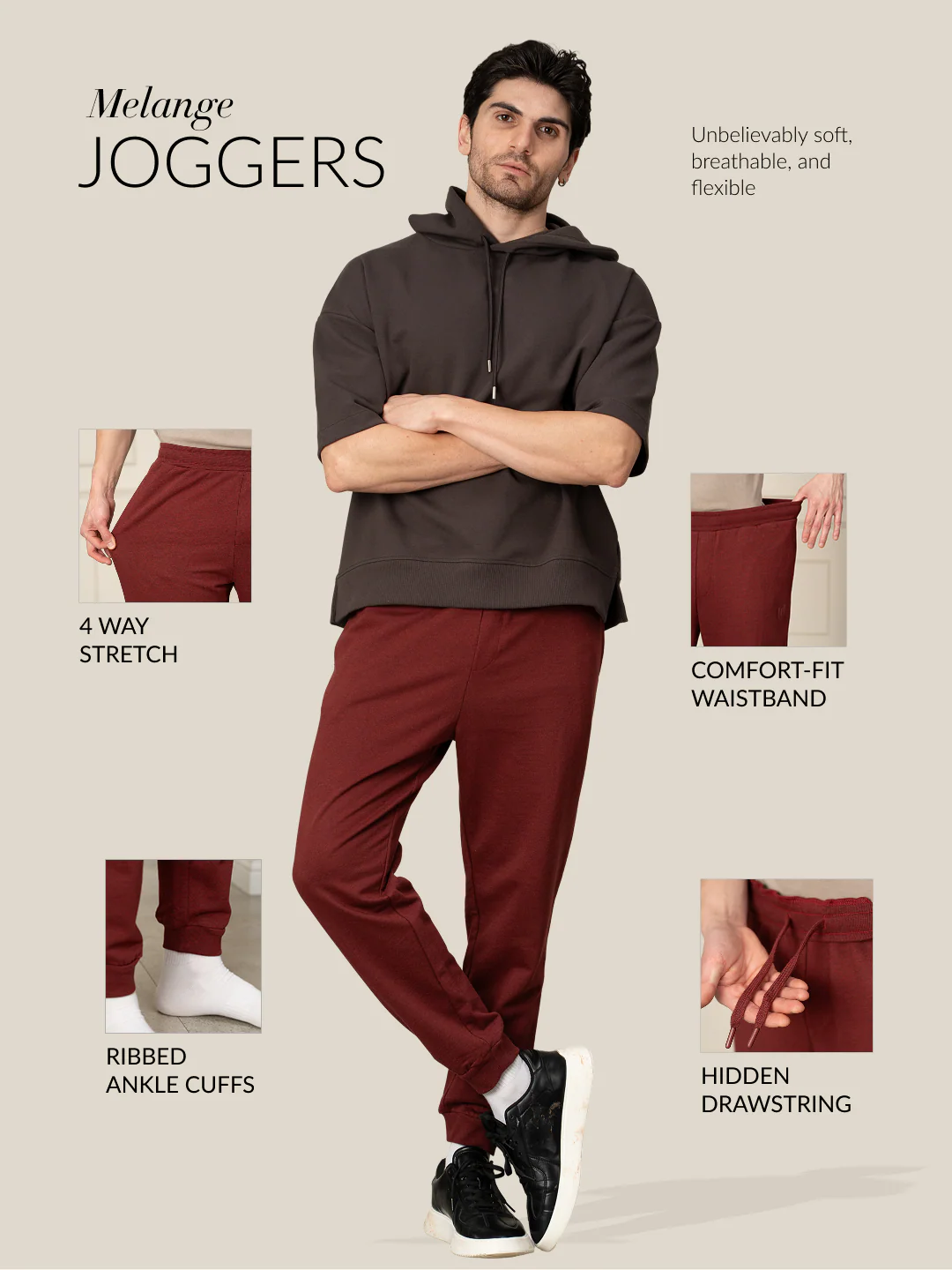 Aurora Red Tapered Fit Joggers - Image 2