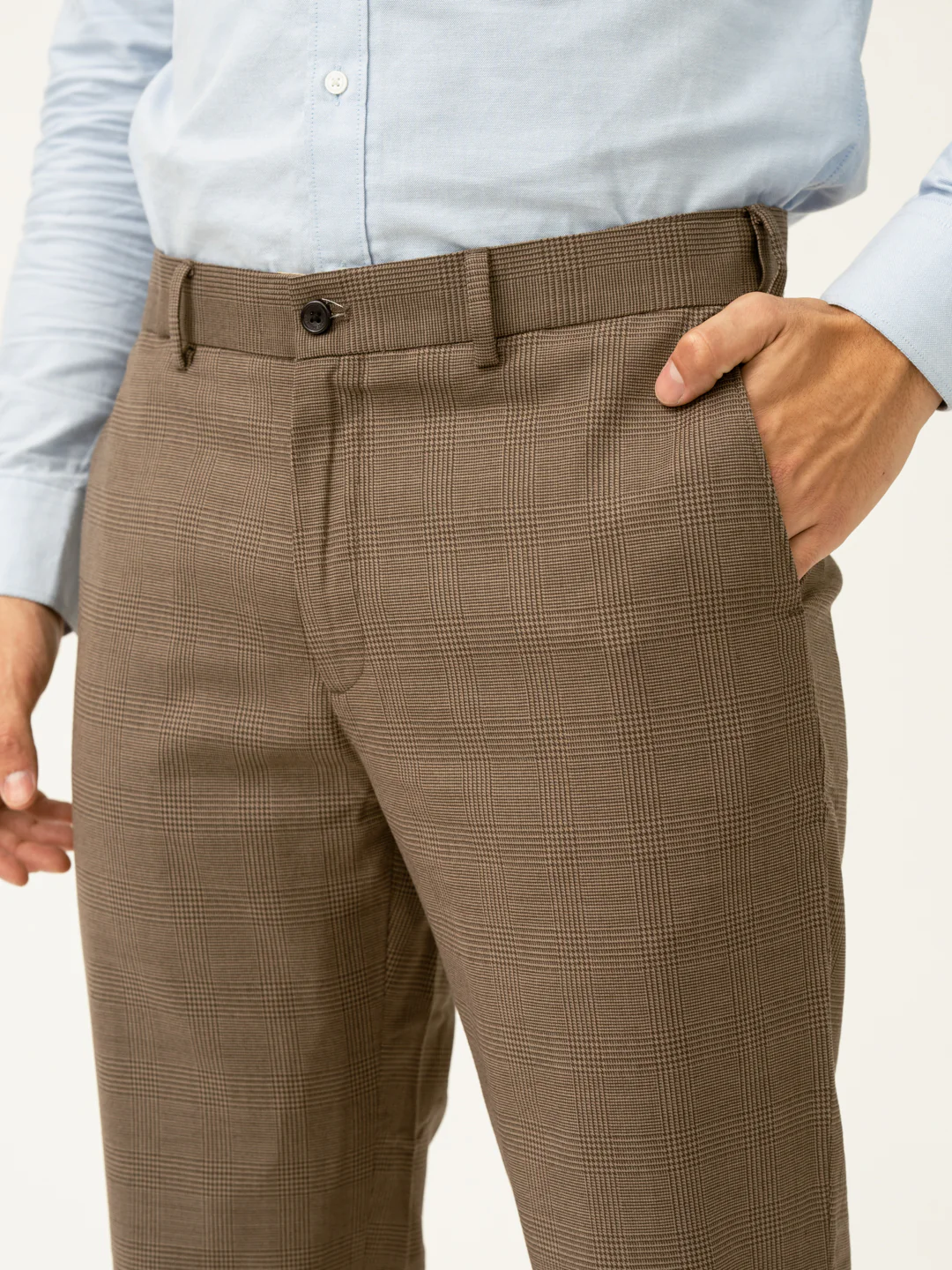 Autumn Brown Checks Merino Wool Pants - Image 10