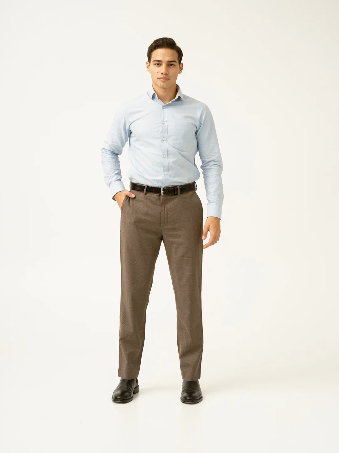 Autumn Brown Checks Merino Wool Pants - Image 3