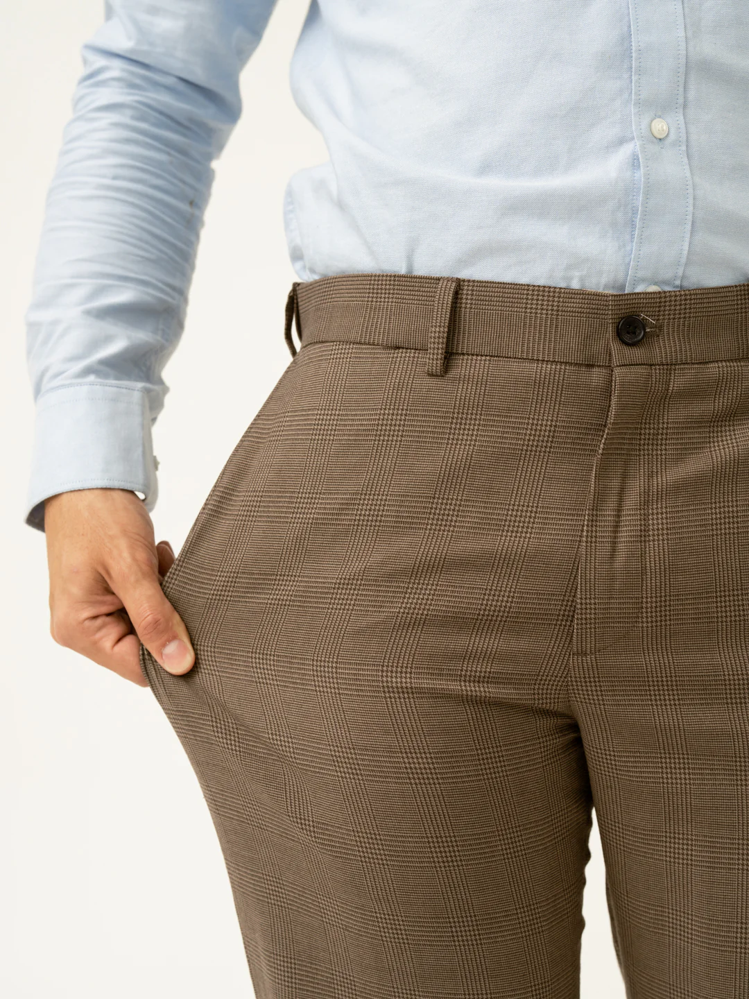 Autumn Brown Checks Merino Wool Pants - Image 4