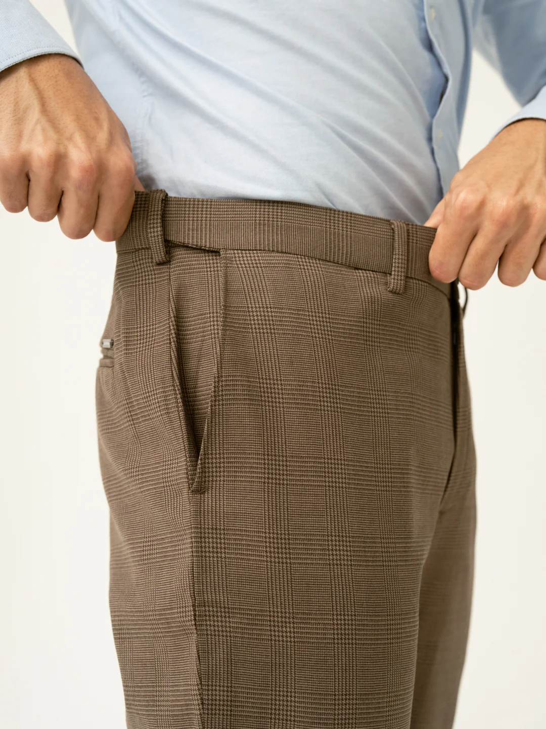 Autumn Brown Checks Merino Wool Pants - Image 5