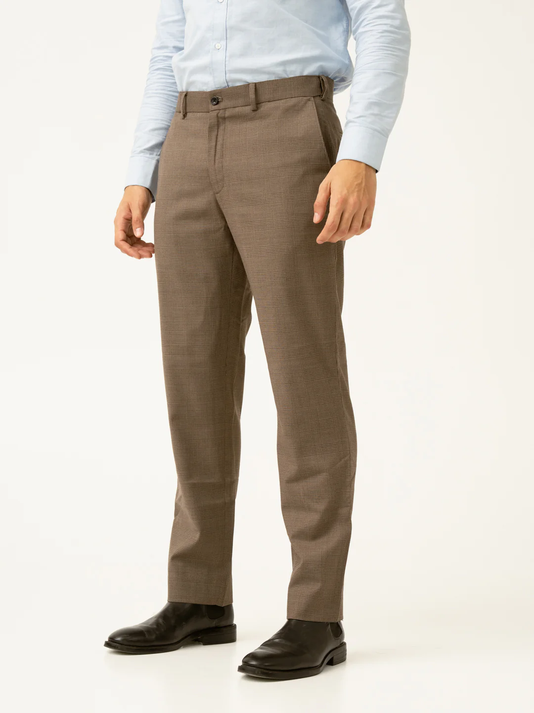 Autumn Brown Checks Merino Wool Pants - Image 7