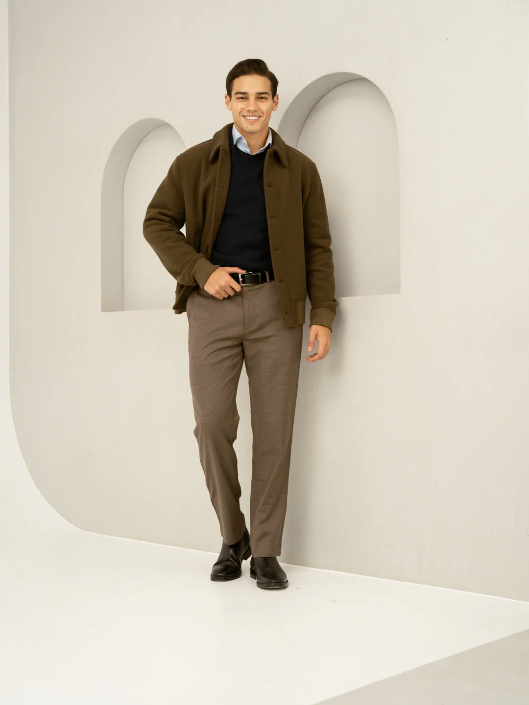 Autumn Brown Checks Merino Wool Pants - Image 9