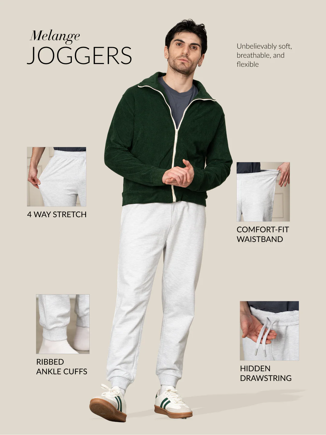 Axel Grey Tapered Fit Joggers - Image 2