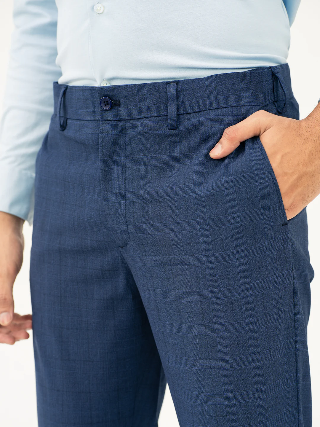 Azure Blue Checks Formal Pants - Image 10