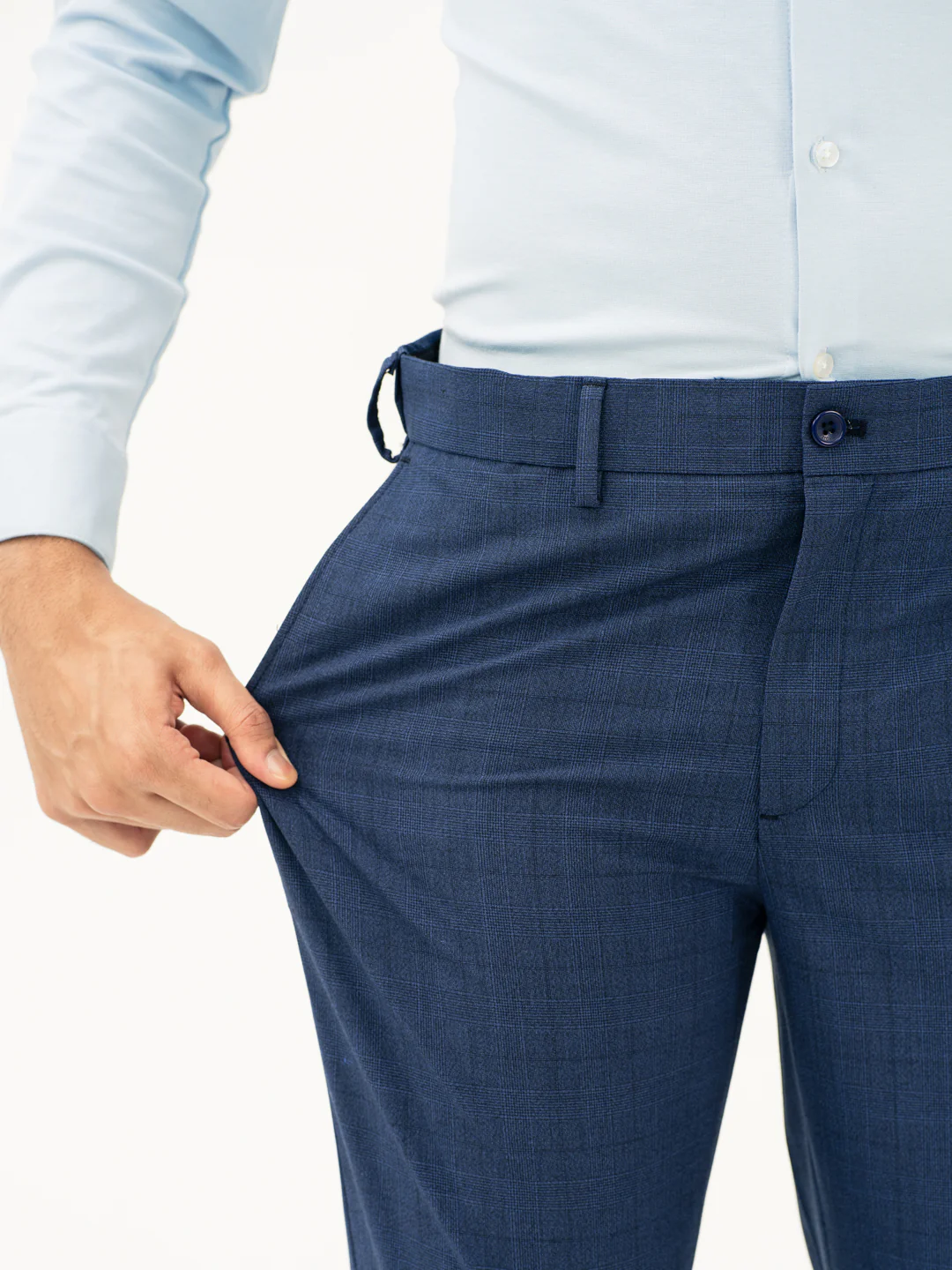 Azure Blue Checks Formal Pants - Image 3