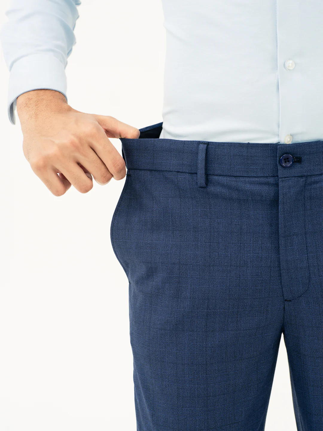 Azure Blue Checks Formal Pants - Image 4