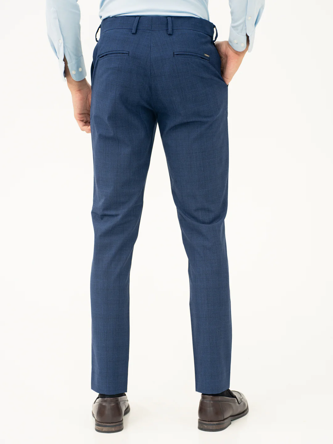 Azure Blue Checks Formal Pants - Image 6