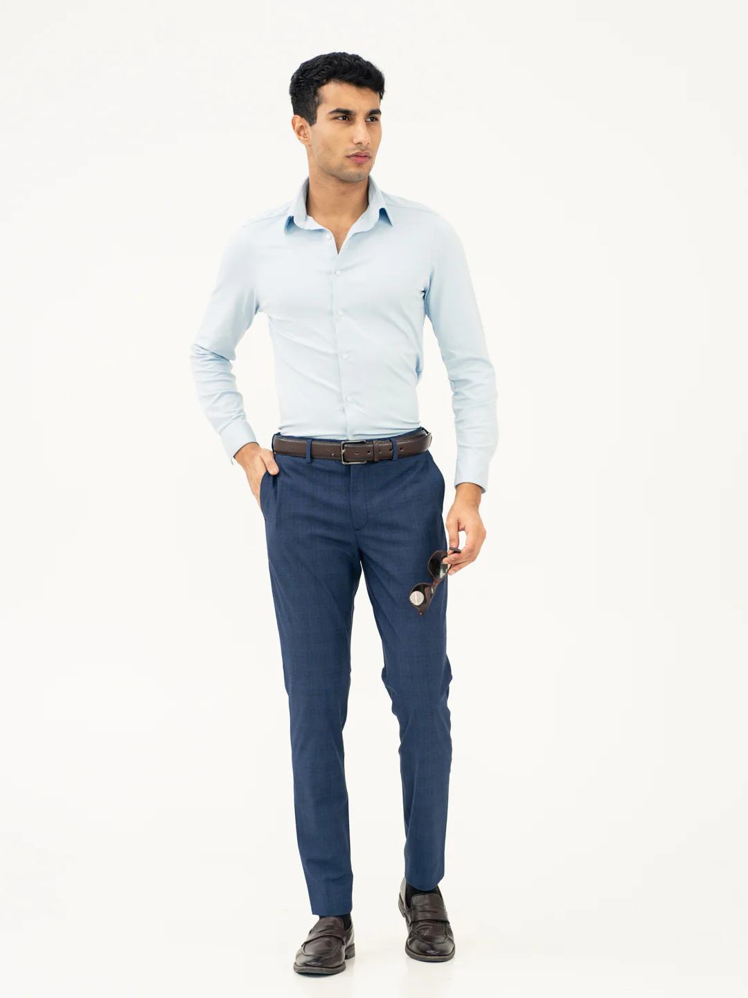 Azure Blue Checks Formal Pants - Image 7
