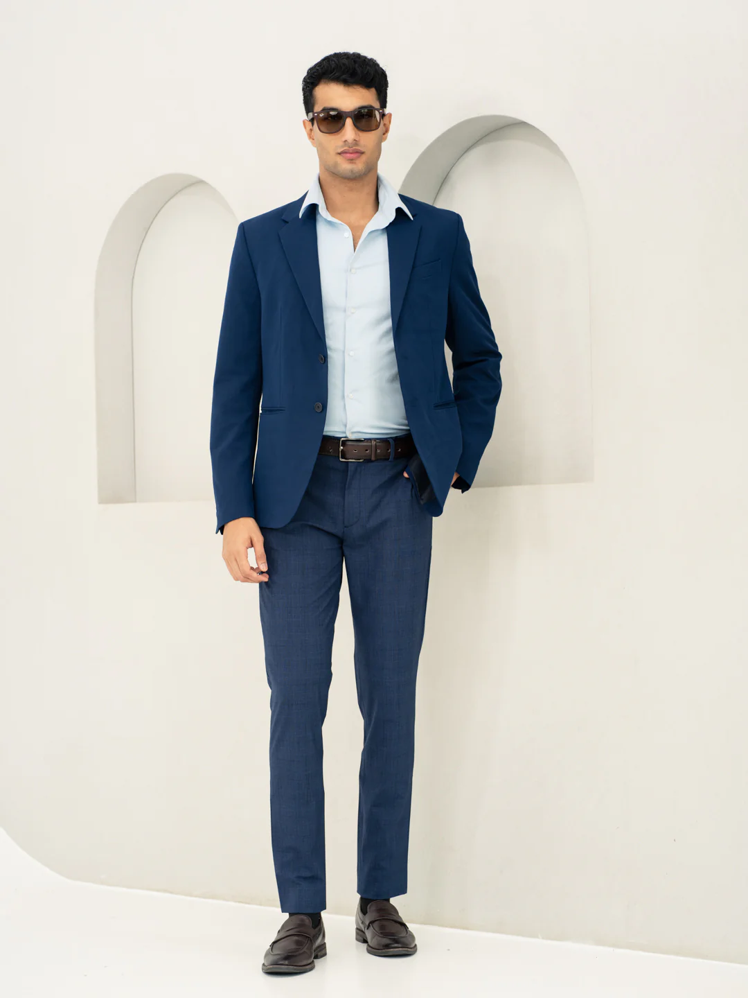 Azure Blue Checks Formal Pants - Image 8